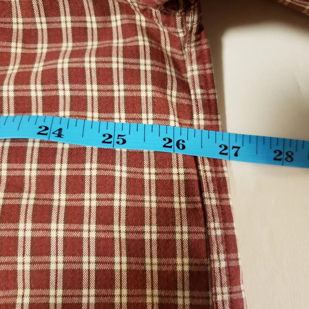 LL Bean Mens Button Down Red & White Plaid Men's XL Tall Heavy Fabric - Picture 6 of 9